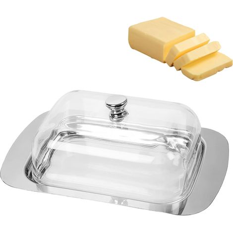 Applicable Beurrier, Boîte à Beurre, Boite a Beurre pour Frigo, Beurrier inox, Capacité pour 250 g de Beurre, Adaptée pour la Conservation de Fromages, Plats Froids, Gâteaux, Desserts et Petits Fruits