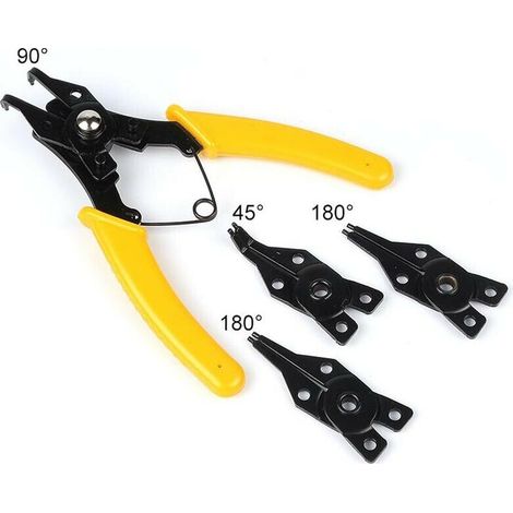 Pinza 4 In 1 Punte Intercambiabili Per Anelli Fermi Molle Teste Da 45 90 180