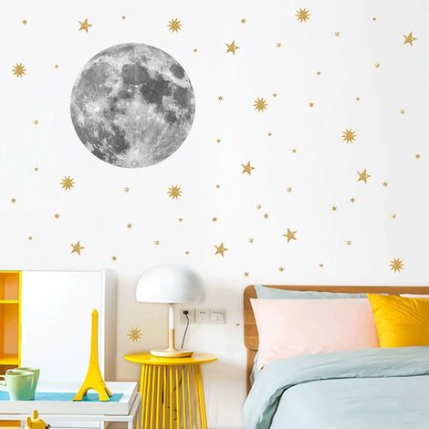 Stickers muraux lune et étoiles pour décoration de chambre, de placard ou de meubles (1/5)