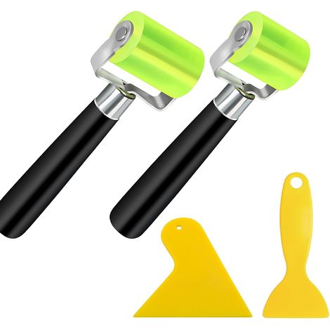 2 Pièces Rouleau de pression, Silicone, Bois et Fer, 30 et 49 mm, Grattoir triangulaire, Pour isolation acoustique et bâches PVC (1/5)