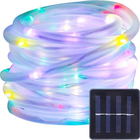 Guirlande lumineuse solaire à 100 LED, guirlande féérique étoilée, tube étanche de 10 mètres (33 pieds) pour extérieur, terrasse, jardin, fête (multicolore)