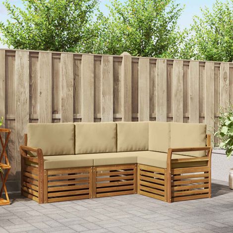 Sofagarnituren 4 pcs Natur und Beige Massivholz Akazie (1/5)