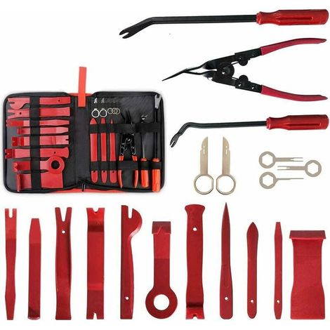 Juego de herramientas para desmontar radios de coche de 19 piezas, rojo. (1/5)
