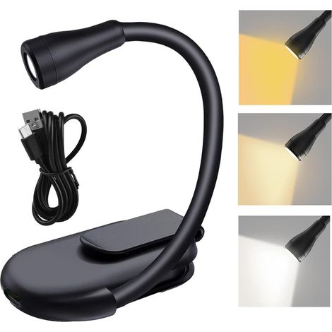 Lampe de lecture de livre rechargeable - Modèle de charge USB avec support et clip pour la maison, les voyages,la pendaison de crémaillère (1/5)