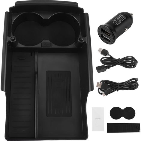 Chargeur sans fil pour Tesla Model S/X 2016.10-2019, organiseur de console avec porte-gobelet (1/5)