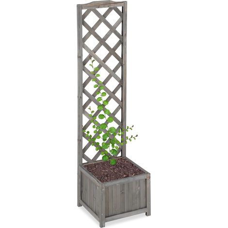 Grey planter box with trellis