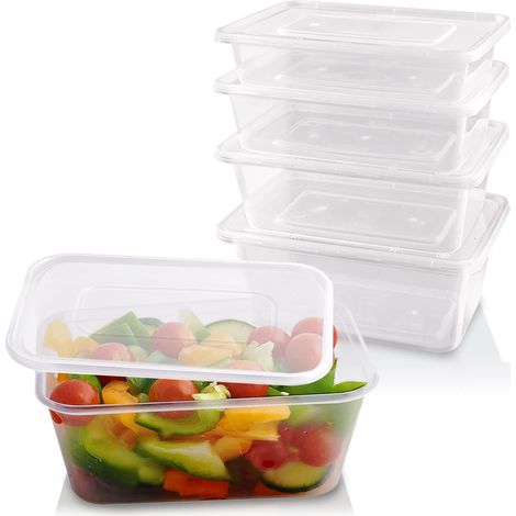 Lot de 50 Récipients Alimentaires,1000 ml,Sans BPA,Micro-ondes,Congélateur,Cuisine (1/5)