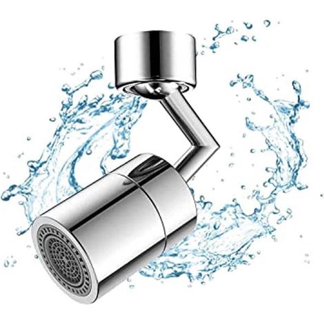 Robinet à économie d'eau à 720 degrés, adaptateur aérateur, robinet pivotant pour lavabo, aérateur de robinet pivotant chromé (1/5)