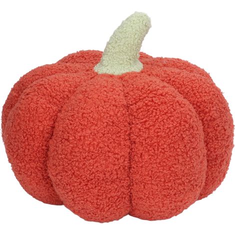 Coussin décoratif citrouille rouge douce, peluche simulation mignonne pour Halloween Noël décoration intérieure, jouet moelleux original. (1/5)