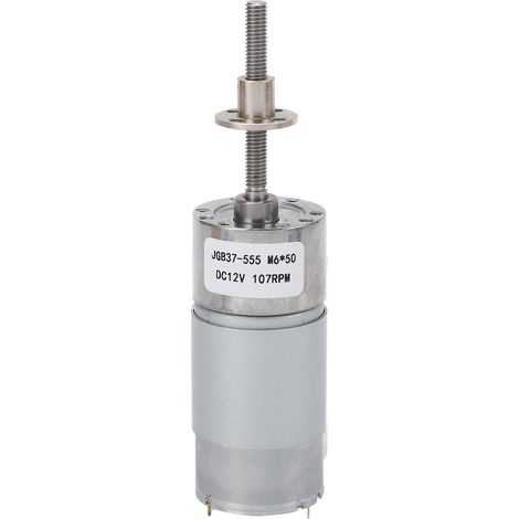 Moteur à engrenages DC 12V 107RPM, couple élevé, arbre M6 x 50, réducteur de vitesse réglable pour ventilateur électrique, micro-moteur silencieux et robuste. (1/5)