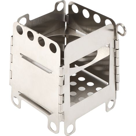 Réchaud à bois pliable portable en acier inoxydable pour pique-nique, barbecue, camping et randonnée. (1/5)