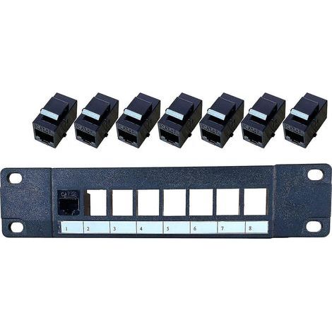 Panneau de brassage mural 8 ports Cat5e, compatible 10G, format 1U, UTP (1/4)