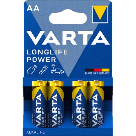 Varta LL power AA Batterie Alcaline Sticks LR06 - torcia a LED con pad, 4 pezzi (1/4)