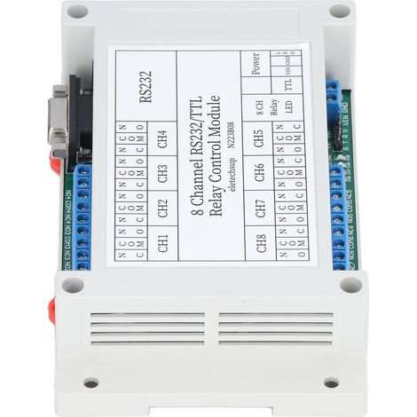 8-Kanal-DC-12V-RS232-Seriell-Port-Relaismodul mit Fernbedienungsplatine und LED-Abdeckung N223B08 (1/5)