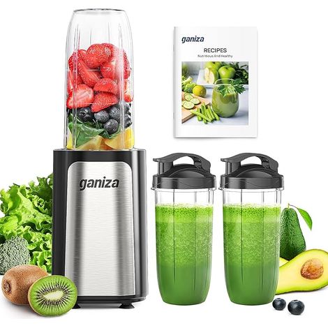 Mixeur 900W, Mini Blender pour Smoothies, avec Gourdes Portables, Lame à Couteaux en Acier Inoxydable, Sans BPA, Blender Électrique pour Shakes, Smoothies (1/5)