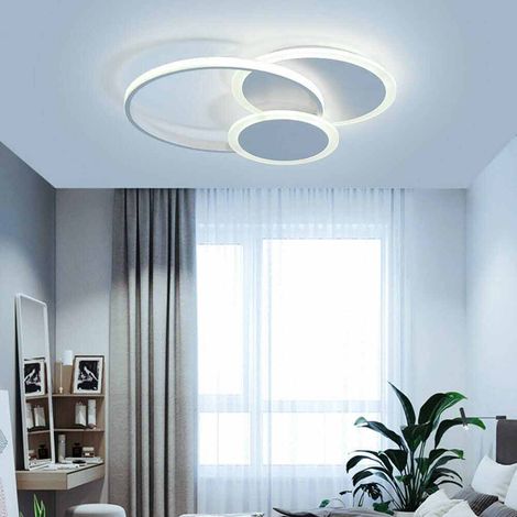 Plafoniera led moderna 37 watt lampada da soffitto 3 cerchi lampadario metallo bianco luce bianca fredda 6500k (1/2)