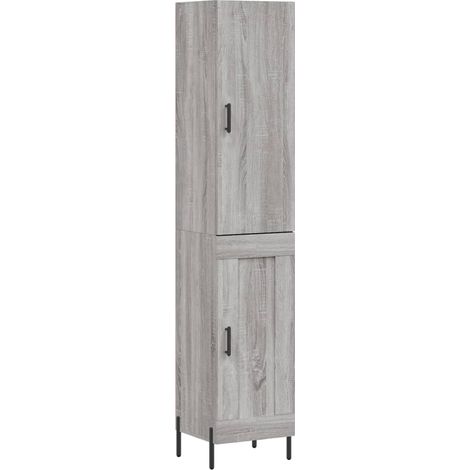 Buffet bahut commode armoire meuble de rangement organisateur cuisine salle de séjour salon haut sonoma 34,5 x 34 x 180 cm bois d'ingénierie gris