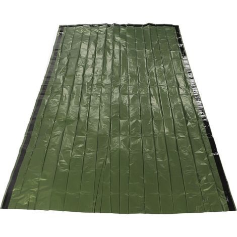 Couverture de survie portable et imperméable, sac de couchage pour camping en plein air, vert militaire (1/5)