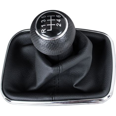 Pomo de cambio de marchas + fuelle negro VW Golf IV 97-03 con marco cromado, 6 velocidades, orificio de 12 mm. (1/5)