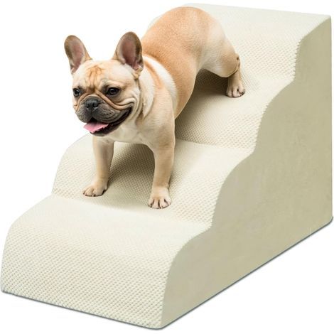 4-stufige Hunde- und Katzentreppe, hochdichter Schaumstoff, waschbarer Bezug, rutschfest, für Bett und Sofa (1/5)