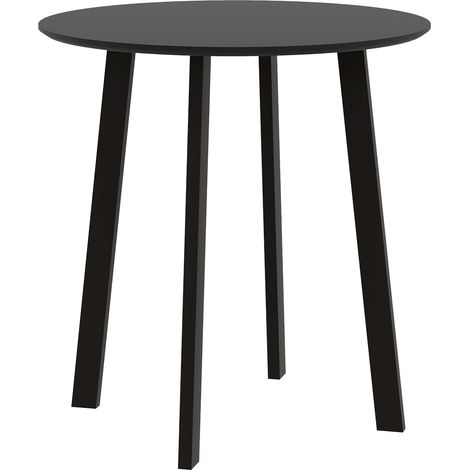 Mesa de comedor Mesa redonda de cocina Mesa auxiliar Mesa de comedor con patas inclinadas para cocina, comedor, salón, diseño moderno, negro, 72 x 72 x 75 cm