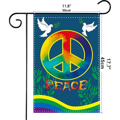 Drapeau de jardin « Paix » en polyester pour décoration extérieure (cour, porche, porte d'entrée). (1/5)