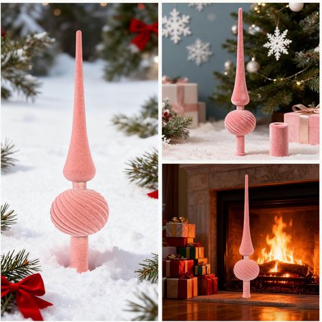 Globe - Velours - Sommet D Arbre De Noël - Forme Allongée - Décoration Festive - 1 Pièce (1/5)