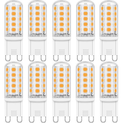 Lampe LED G9, Blanc Chaud (2700K), 400 Lumens, 4W Équivalent 30W Halogène, Non Dimmable, Sans Clignotement, Pack de 10 (1/5)