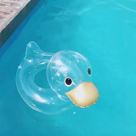 Inflatable swimming buoy in the shape of a transparent duck for children - Transparent duck buoy (1/5)