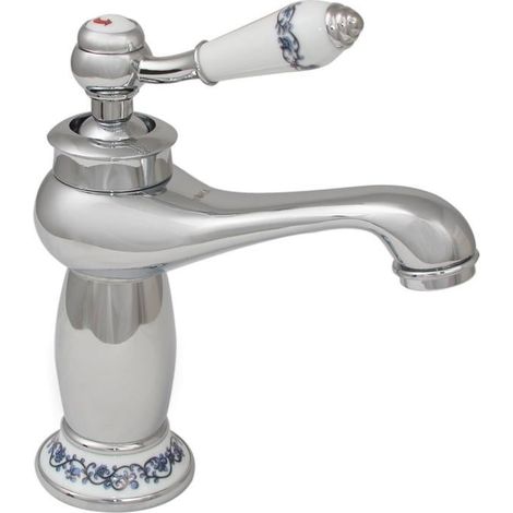 Grifo de lavabo de baño retro cromado (1/5)