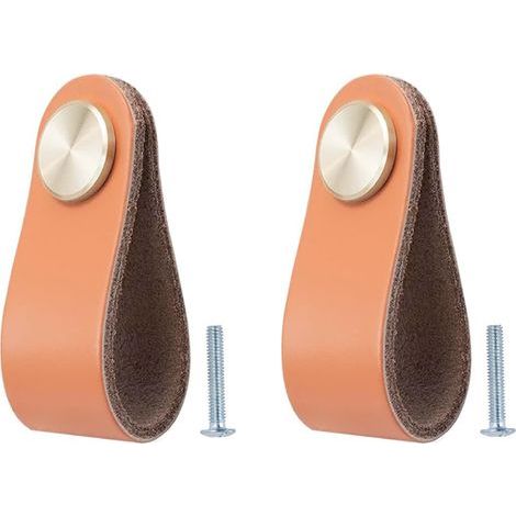 Set aus 2 Vintage-Ledergriffen für Möbel, Türen, Schubladen, Schränke, Küche, Badezimmer. (1/5)