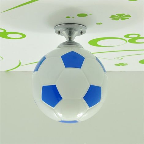 Plafonnier pour chambre d'enfant, verre bleu, motif football, lampe de plafond pour chambre d'enfant, salle de jeux, balcon, couloir, salle à manger
