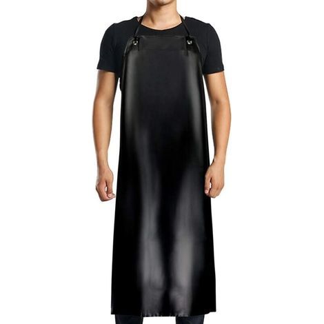 Wasserdichte PVC-Schürze - 120x90cm, schwarz, für Damen und Herren, wasserdicht und ölbeständig, geeignet für Reinigungsarbeiten, Laborarbeiten, Schlachtung und Hundepflege. (1/4)