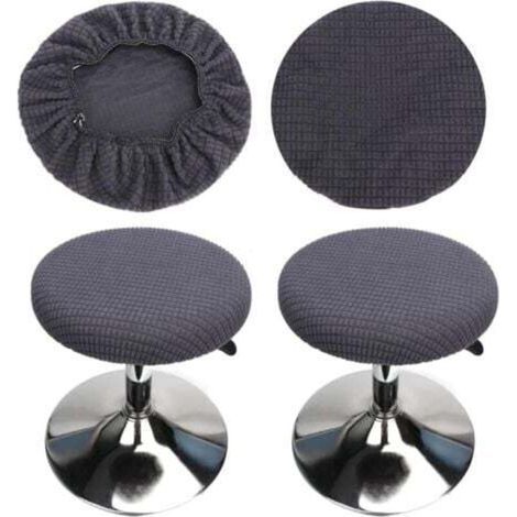 Pair 2 Pièces Housse Tabouret Rond(Gris),  Housse Tabouret de Bar Rond, Lavable Facile d'entretien Doux et Durable, pour Tabouret 30-40cm