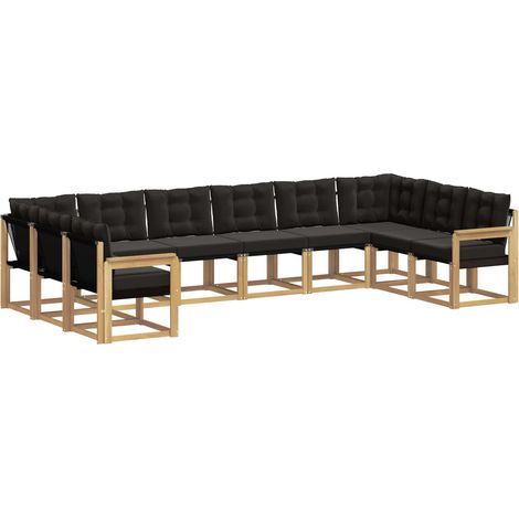 Outdoor Sofa Set with Cushion 10 pcs White and Black vidaXL (1/5)