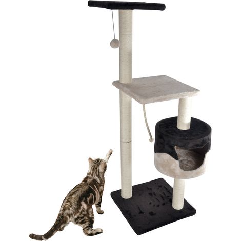 Arbre à chat avec jouets et niche - Beige/Marron - H 106 cm - Livraison gratuite (1/4)