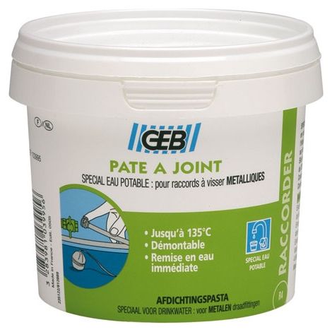 GEB – Mastic eau potable 500g – Étanchéité pour vannes et canalisations – Démontable et remise en eau immédiate – Tenue à 200 bars et 135°C