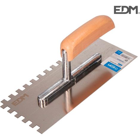 Cazzuola dentata rettangolare con manico in plastica 240x100mm EDM