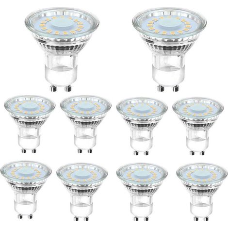Lot De 10 Ampoules LED GU10 4W Équivalent 50W Blanc Lumière Jour 6500K Angle 120° (1/4)