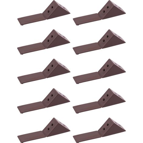 10x Equerre d'assemblage double raccord universel Taquet Ferrure Angle Connecteur Meuble Etagère Caisson, marron foncé (1/2)