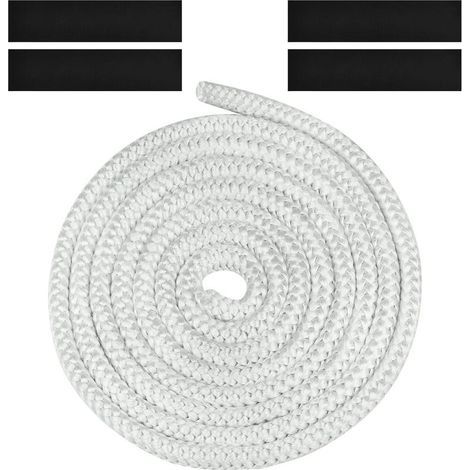 Joint Tressé pour Insert et Poêle, 10mm x 3m Joint en Fibre de Verre avec 4 Ruban,pour Poele a Bois, Cheminée,Blanc (1/4)