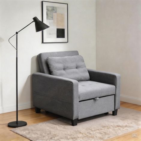Sofa Bed Double 2 Seater Settee Folding Sleeper Couch Click Clack Dark Grey (1/5)