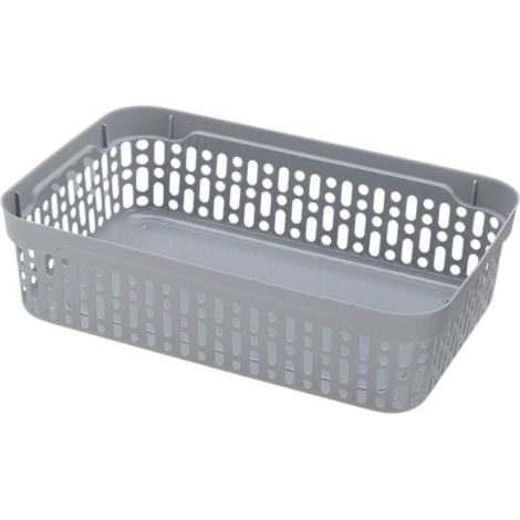 Cestino portaoggetti in plastica per bagno, cucina e ufficio, 22x14,5x6 cm, grigio, Lidia (1/5)