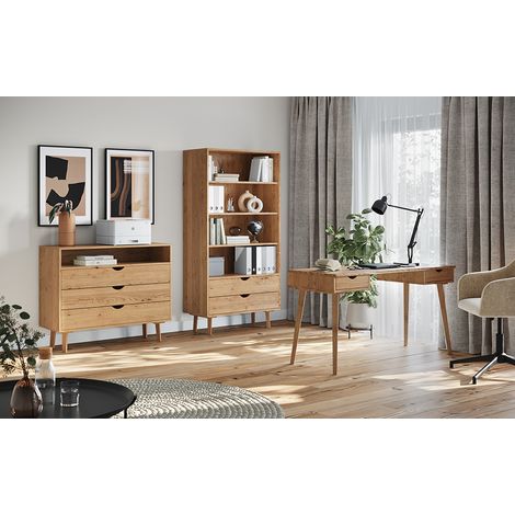 Büromöbel Set 3-teilig mit Schreibtisch Eiche massiv SIENA-163 (1/5)