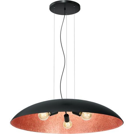 Suspension loft noire intérieur cuivre 3xE27 Luminex