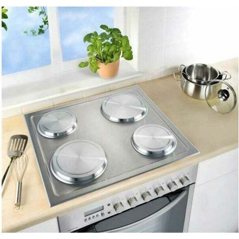 UlisemProtection Cuisinière électrique, couvre plaque en acier, Lot de 4, Acier inox, ø16 et 20 cm, mat (1/3)