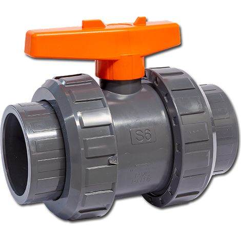 Praher 2-Wege Kugelhahn Typ S6 Ø 63mm PVC Klebeanschluss