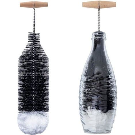 1 Goupillon, Polypropylène, Bois, 35 cm, Sans rayures, Bouteilles Sodastream 0,6L, Nettoyage quotidien (1/5)