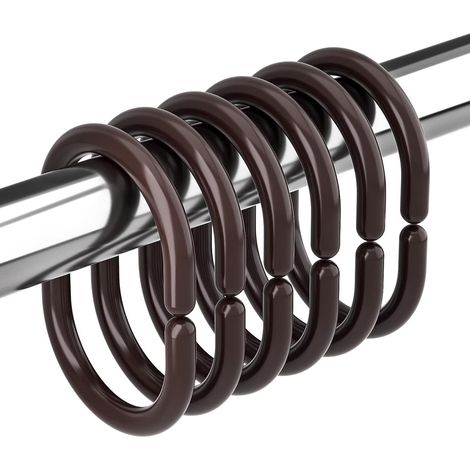Anneaux de fixation blancs pour rideau de douche, 24 boucles en plastique compatibles avec les barres de douche standard (1/5)