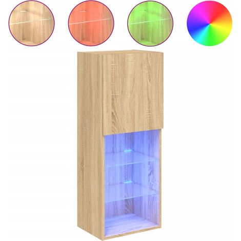 vidaXL Mueble para TV con luces LED roble Sonoma 40,5x30x102 cm (1/2)
